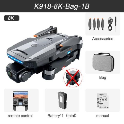 JINEHNG K918 MAX GPS Drone - 4K HD Dual HD 8K HD Camera Professional Obstacle Avoidance Brushless Foldable Quadcopter RC Distance 1200M Professional Camera Drone - Image 4