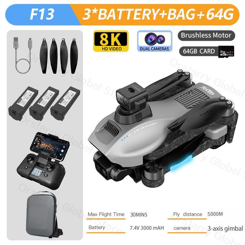 F13 Drone - 8K HD Camera 3Axis Gimbal Eis Anti Shake With GPS Repeater Brushless Motor Quadcopter RC Helicopter Toys Professional Camera Drone 10 F13 Drone - 8K HD Camera 3Axis Gimbal Eis Anti Shake With GPS Repeater Brushless Motor Quadcopter RC Helicopter Toys Professional Camera Drone - Image 10