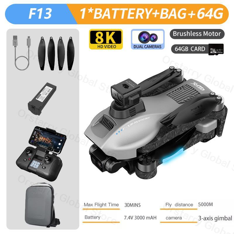 F13 Drone - 8K HD Camera 3Axis Gimbal Eis Anti Shake With GPS Repeater Brushless Motor Quadcopter RC Helicopter Toys Professional Camera Drone 5 F13 Drone - 8K HD Camera 3Axis Gimbal Eis Anti Shake With GPS Repeater Brushless Motor Quadcopter RC Helicopter Toys Professional Camera Drone - Image 5