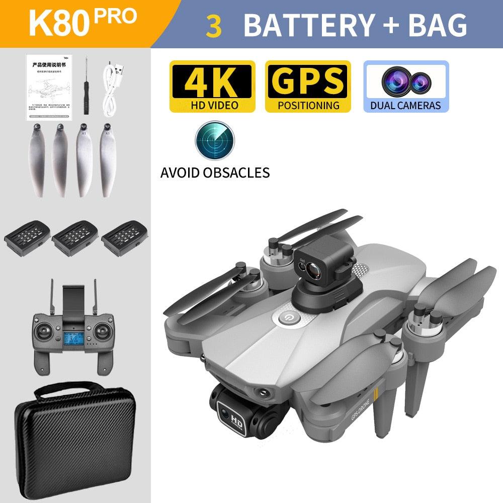 K80 PRO MAX Drone - GPS 5G EIS 4K HD Dual HD Camera Professional Aerial Photography Brushless Motor Foldable Quadcopter RC Distance Professional Camera Drone 3 K80 PRO MAX Drone - GPS 5G EIS 4K HD Dual HD Camera Professional Aerial Photography Brushless Motor Foldable Quadcopter RC Distance Professional Camera Drone - Image 3