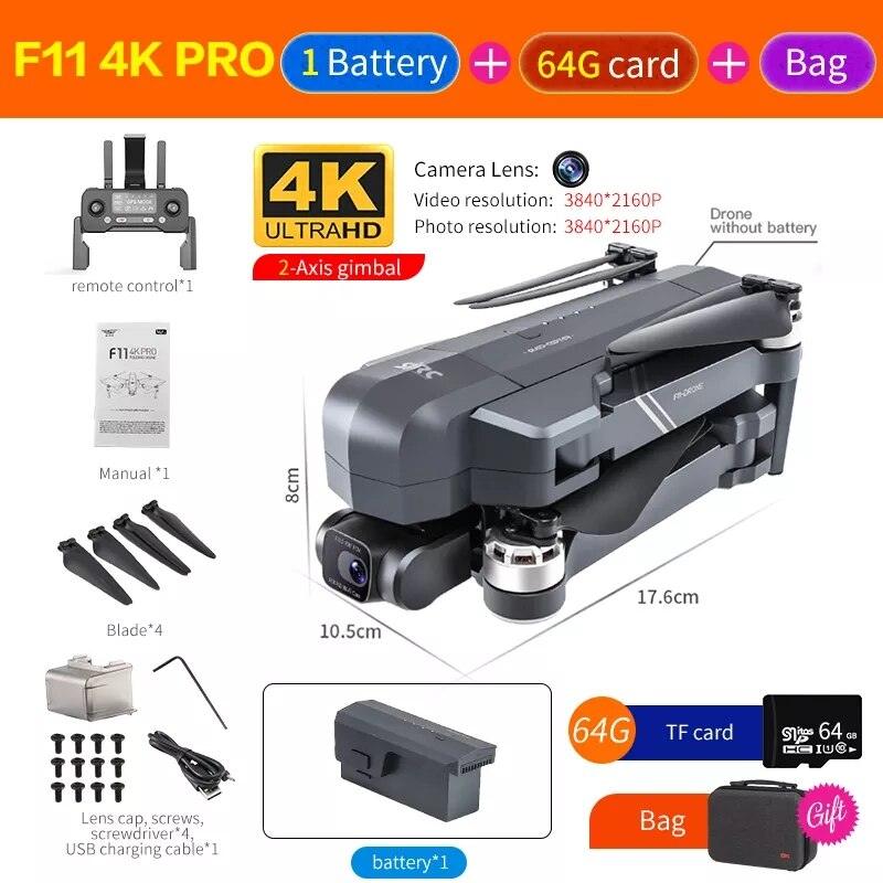 F11S PRO Drone - Supports 64G TF Card Professional 4K HD Camera Gimbal Brushless 5G Wifi Gps System Rc Distance 3Km RC Drones Toys Professional Camera Drone 14 F11S PRO Drone - Supports 64G TF Card Professional 4K HD Camera Gimbal Brushless 5G Wifi Gps System Rc Distance 3Km RC Drones Toys Professional Camera Drone — изображение 14