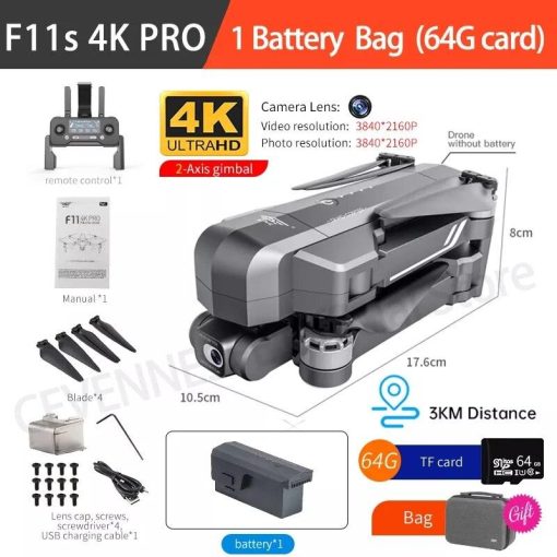 F11S PRO Drone - Supports 64G TF Card Professional 4K HD Camera Gimbal Brushless 5G Wifi Gps System Rc Distance 3Km RC Drones Toys Professional Camera Drone 13 F11S PRO Drone - Supports 64G TF Card Professional 4K HD Camera Gimbal Brushless 5G Wifi Gps System Rc Distance 3Km RC Drones Toys Professional Camera Drone — изображение 13