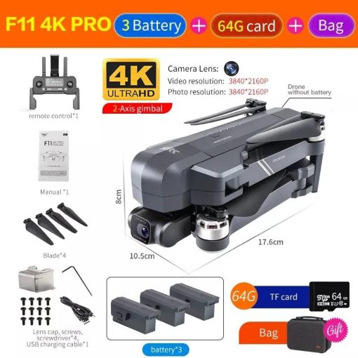 F11S PRO Drone - Supports 64G TF Card Professional 4K HD Camera Gimbal Brushless 5G Wifi Gps System Rc Distance 3Km RC Drones Toys Professional Camera Drone 4 F11S PRO Drone - Supports 64G TF Card Professional 4K HD Camera Gimbal Brushless 5G Wifi Gps System Rc Distance 3Km RC Drones Toys Professional Camera Drone — изображение 4