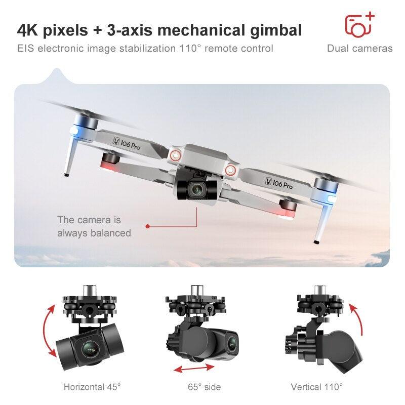 106 Pro GPS Drone - 4K HD Dual Camera Three-Axis Anti-Shake Gimbal 5G WIFI FPV Brushless Motor Foldable Quadcopter Gift Toy Professional Camera Drone 11 106 Pro GPS Drone - 4K HD Dual Camera Three-Axis Anti-Shake Gimbal 5G WIFI FPV Brushless Motor Foldable Quadcopter Gift Toy Professional Camera Drone - صورة 106 Pro GPS Drone - 4K HD Dual Camera Three-Axis Anti-Shake Gimbal 5G WIFI FPV Brushless Motor Foldable Quadcopter Gift Toy Professional Camera Drone - صورة 11