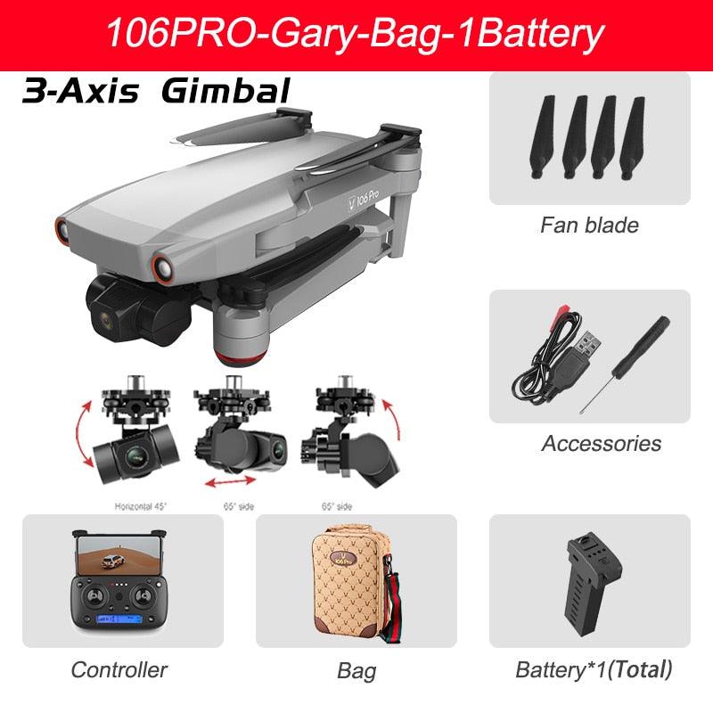106 Pro GPS Drone - 4K HD Dual Camera Three-Axis Anti-Shake Gimbal 5G WIFI FPV Brushless Motor Foldable Quadcopter Gift Toy Professional Camera Drone 4 106 Pro GPS Drone - 4K HD Dual Camera Three-Axis Anti-Shake Gimbal 5G WIFI FPV Brushless Motor Foldable Quadcopter Gift Toy Professional Camera Drone - صورة 106 Pro GPS Drone - 4K HD Dual Camera Three-Axis Anti-Shake Gimbal 5G WIFI FPV Brushless Motor Foldable Quadcopter Gift Toy Professional Camera Drone - صورة 4