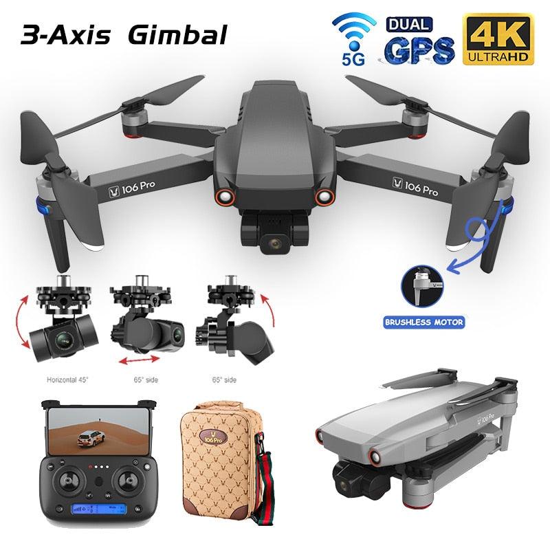 106 Pro GPS Drone - 4K HD Dual Camera Three-Axis Anti-Shake Gimbal 5G WIFI FPV Brushless Motor Foldable Quadcopter Gift Toy Professional Camera Drone 2 106 Pro GPS Drone - 4K HD Dual Camera Three-Axis Anti-Shake Gimbal 5G WIFI FPV Brushless Motor Foldable Quadcopter Gift Toy Professional Camera Drone - صورة 106 Pro GPS Drone - 4K HD Dual Camera Three-Axis Anti-Shake Gimbal 5G WIFI FPV Brushless Motor Foldable Quadcopter Gift Toy Professional Camera Drone - صورة 2