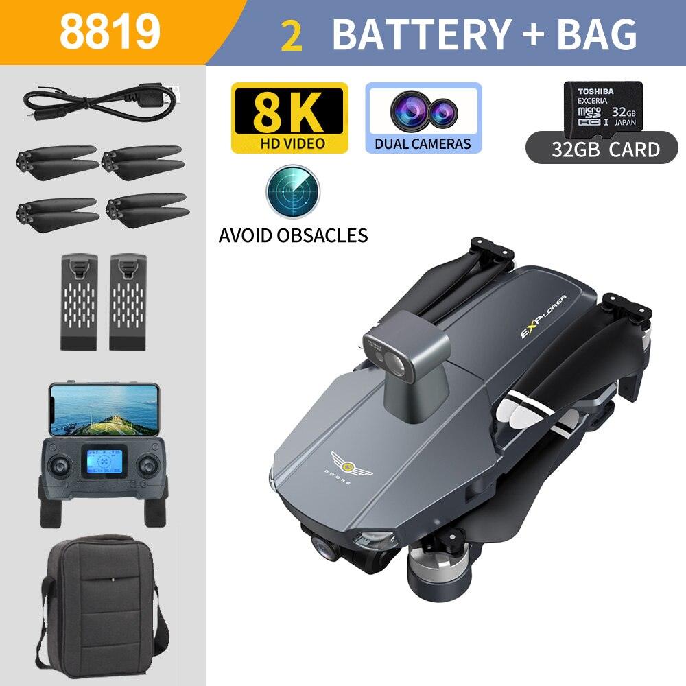 8819 pro Drone - 3-Axis Gimbal 8k Profesional with HD Camera 5G GPS WIFI FPV Brushless Motor Dron Obstacle Avoidance RC Quadcopter Professional Camera Drone 13 8819 pro Drone - 3-Axis Gimbal 8k Profesional with HD Camera 5G GPS WIFI FPV Brushless Motor Dron Obstacle Avoidance RC Quadcopter Professional Camera Drone - صورة 8819 pro Drone - 3-Axis Gimbal 8k Profesional with HD Camera 5G GPS WIFI FPV Brushless Motor Dron Obstacle Avoidance RC Quadcopter Professional Camera Drone - صورة 13