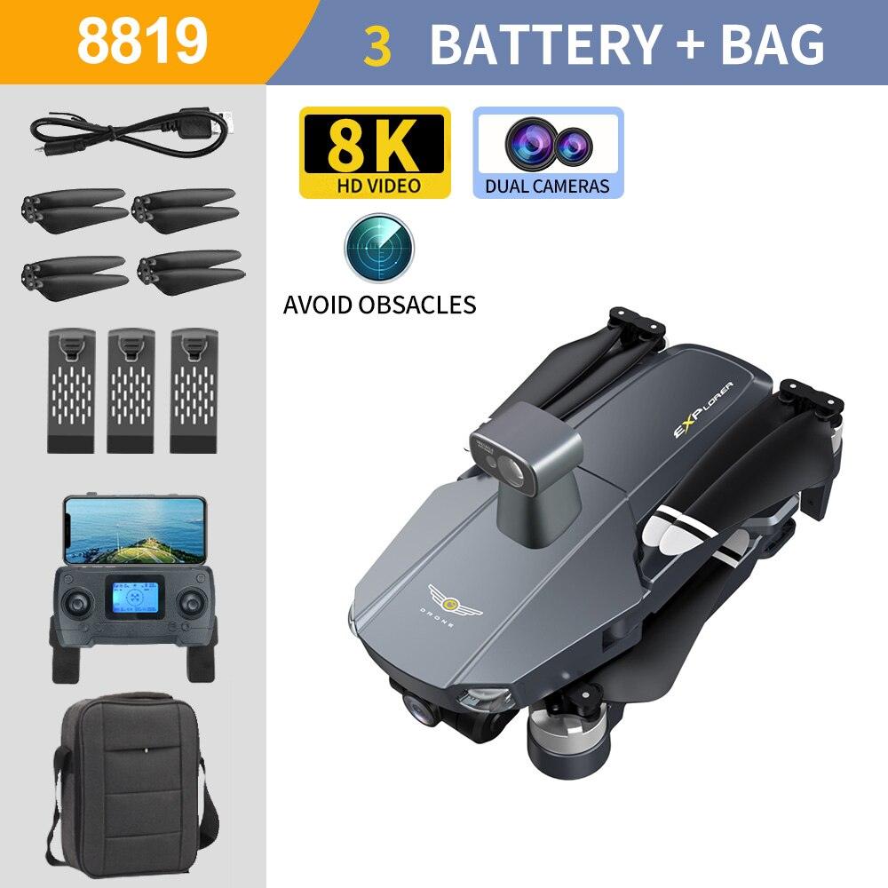 8819 pro Drone - 3-Axis Gimbal 8k Profesional with HD Camera 5G GPS WIFI FPV Brushless Motor Dron Obstacle Avoidance RC Quadcopter Professional Camera Drone 11 8819 pro Drone - 3-Axis Gimbal 8k Profesional with HD Camera 5G GPS WIFI FPV Brushless Motor Dron Obstacle Avoidance RC Quadcopter Professional Camera Drone - صورة 8819 pro Drone - 3-Axis Gimbal 8k Profesional with HD Camera 5G GPS WIFI FPV Brushless Motor Dron Obstacle Avoidance RC Quadcopter Professional Camera Drone - صورة 11