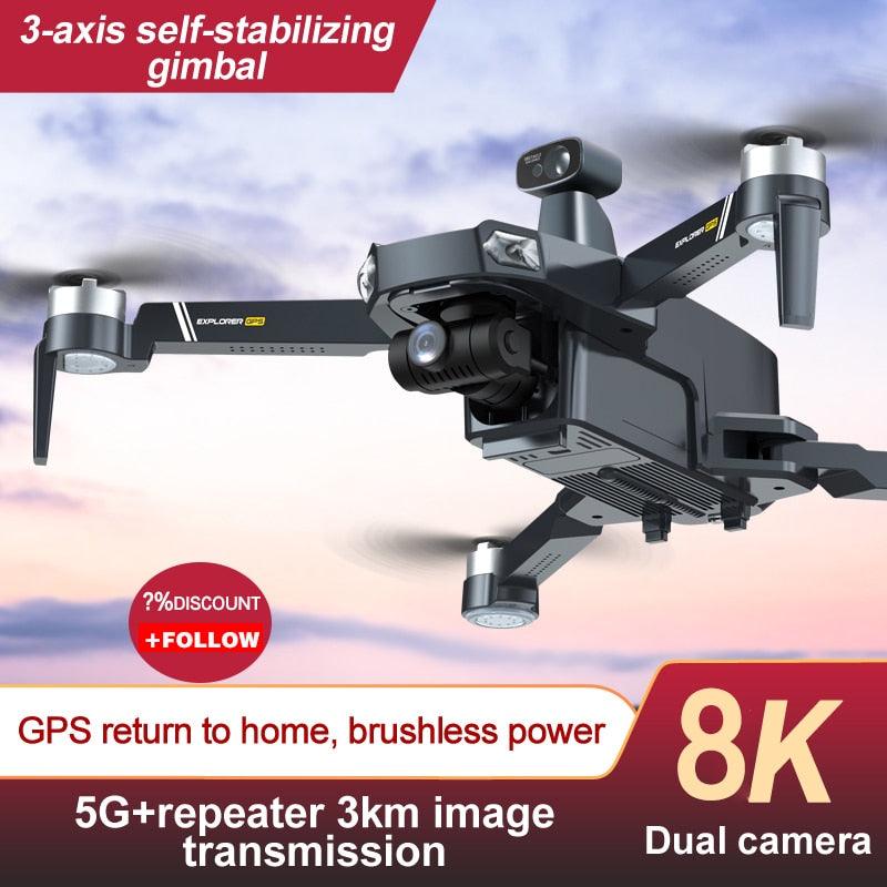 8819 pro Drone - 3-Axis Gimbal 8k Profesional with HD Camera 5G GPS WIFI FPV Brushless Motor Dron Obstacle Avoidance RC Quadcopter Professional Camera Drone 2 8819 pro Drone - 3-Axis Gimbal 8k Profesional with HD Camera 5G GPS WIFI FPV Brushless Motor Dron Obstacle Avoidance RC Quadcopter Professional Camera Drone - صورة 8819 pro Drone - 3-Axis Gimbal 8k Profesional with HD Camera 5G GPS WIFI FPV Brushless Motor Dron Obstacle Avoidance RC Quadcopter Professional Camera Drone - صورة 2