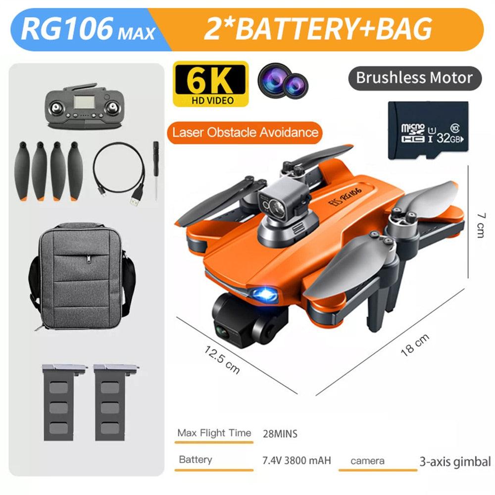 RG106 /RG106 Pro Drone - Camera 4K HD GPS Profesional Obstacle avoidance With 3Axis Brushless 8K HD RC Helicopter 5G WiFi Fpv Quadcopter Professional Camera Drone 11 RG106 /RG106 Pro Drone - Camera 4K HD GPS Profesional Obstacle avoidance With 3Axis Brushless 8K HD RC Helicopter 5G WiFi Fpv Quadcopter Professional Camera Drone - صورة RG106 /RG106 Pro Drone - Camera 4K HD GPS Profesional Obstacle avoidance With 3Axis Brushless 8K HD RC Helicopter 5G WiFi Fpv Quadcopter Professional Camera Drone - صورة 11