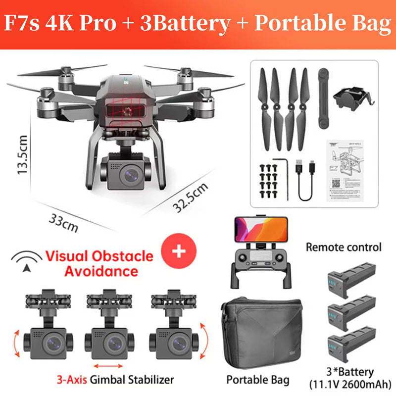 SJRC F7 PRO / F7S Pro Drone - 4K HD Camera 3 Axis Gimbal 360° Obstacle Avoidance 3KM GPS Professional Quadcopter Professional Camera Drone 16 SJRC F7 PRO / F7S Pro Drone - 4K HD Camera 3 Axis Gimbal 360° Obstacle Avoidance 3KM GPS Professional Quadcopter Professional Camera Drone - Image 16