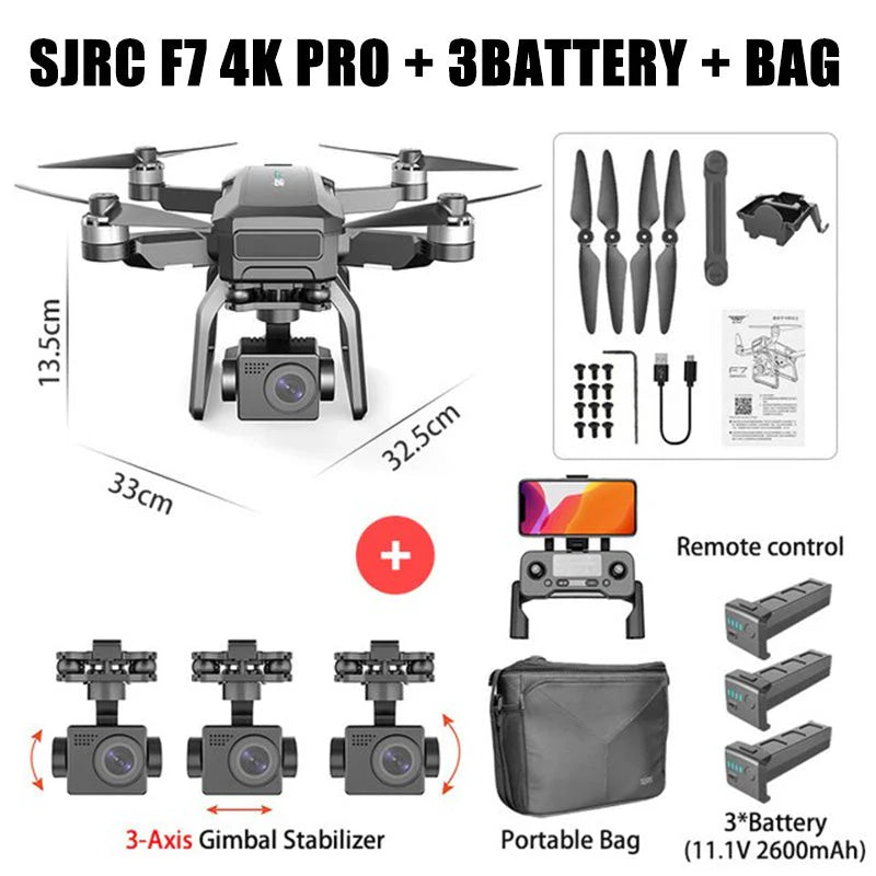 SJRC F7 PRO / F7S Pro Drone - 4K HD Camera 3 Axis Gimbal 360° Obstacle Avoidance 3KM GPS Professional Quadcopter Professional Camera Drone 13 SJRC F7 PRO / F7S Pro Drone - 4K HD Camera 3 Axis Gimbal 360° Obstacle Avoidance 3KM GPS Professional Quadcopter Professional Camera Drone - Image 13