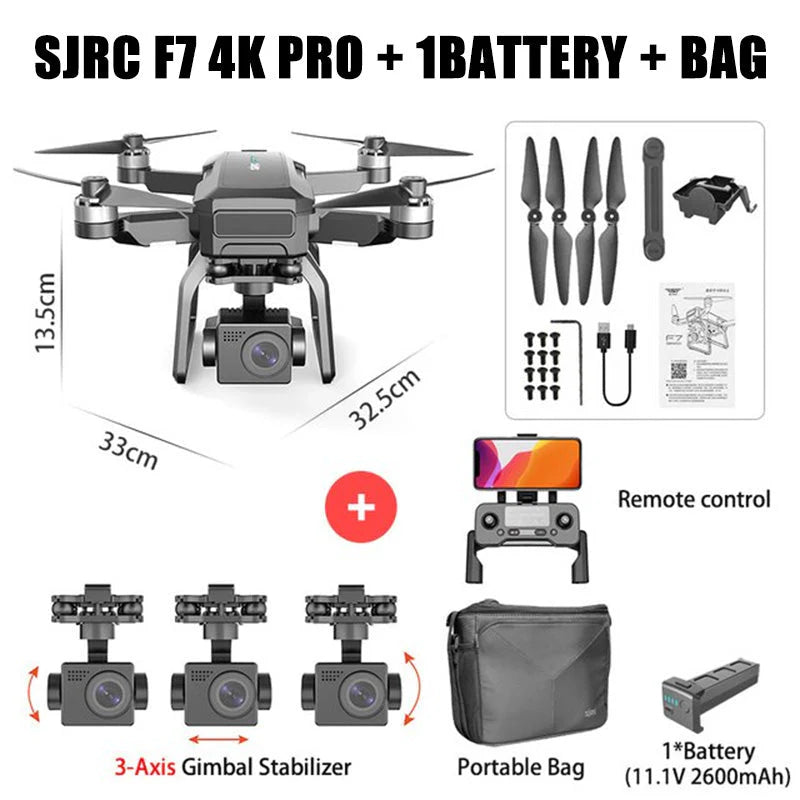 SJRC F7 PRO / F7S Pro Drone - 4K HD Camera 3 Axis Gimbal 360° Obstacle Avoidance 3KM GPS Professional Quadcopter Professional Camera Drone 11 SJRC F7 PRO / F7S Pro Drone - 4K HD Camera 3 Axis Gimbal 360° Obstacle Avoidance 3KM GPS Professional Quadcopter Professional Camera Drone - Image 11