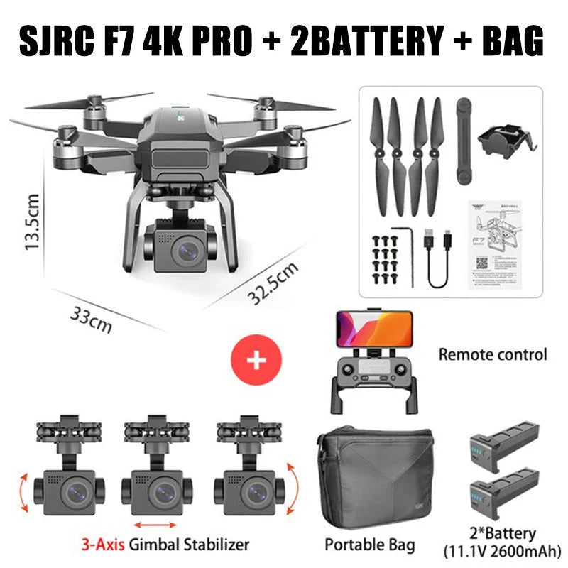 SJRC F7 PRO / F7S Pro Drone - 4K HD Camera 3 Axis Gimbal 360° Obstacle Avoidance 3KM GPS Professional Quadcopter Professional Camera Drone 12 SJRC F7 PRO / F7S Pro Drone - 4K HD Camera 3 Axis Gimbal 360° Obstacle Avoidance 3KM GPS Professional Quadcopter Professional Camera Drone - Image 12