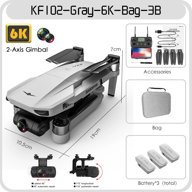 KF102 MAX GPS Drone - 4k Profesional 8K HD Camera 2-Axis Gimbal Anti-Shake Aerial Photography Brushless Foldable Quadcopter 1.2KM 1200M Professional Camera Drone 25 KF102 MAX GPS Drone - 4k Profesional 8K HD Camera 2-Axis Gimbal Anti-Shake Aerial Photography Brushless Foldable Quadcopter 1.2KM 1200M Professional Camera Drone - صورة KF102 MAX GPS Drone - 4k Profesional 8K HD Camera 2-Axis Gimbal Anti-Shake Aerial Photography Brushless Foldable Quadcopter 1.2KM 1200M Professional Camera Drone - صورة 25