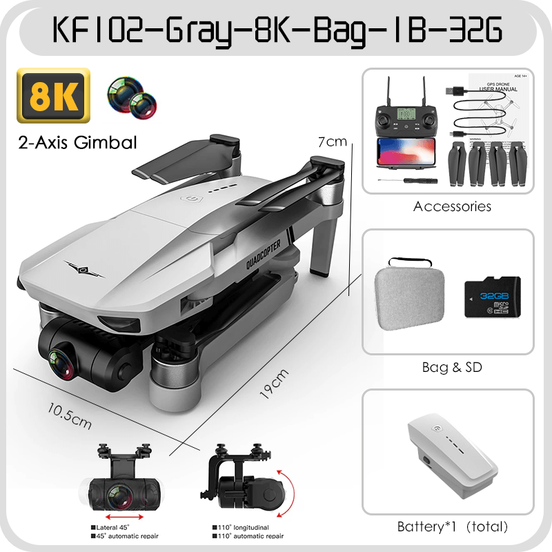 KF102 MAX GPS Drone - 4k Profesional 8K HD Camera 2-Axis Gimbal Anti-Shake Aerial Photography Brushless Foldable Quadcopter 1.2KM 1200M Professional Camera Drone 22 KF102 MAX GPS Drone - 4k Profesional 8K HD Camera 2-Axis Gimbal Anti-Shake Aerial Photography Brushless Foldable Quadcopter 1.2KM 1200M Professional Camera Drone - صورة KF102 MAX GPS Drone - 4k Profesional 8K HD Camera 2-Axis Gimbal Anti-Shake Aerial Photography Brushless Foldable Quadcopter 1.2KM 1200M Professional Camera Drone - صورة 22