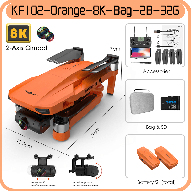 KF102 MAX GPS Drone - 4k Profesional 8K HD Camera 2-Axis Gimbal Anti-Shake Aerial Photography Brushless Foldable Quadcopter 1.2KM 1200M Professional Camera Drone 21 KF102 MAX GPS Drone - 4k Profesional 8K HD Camera 2-Axis Gimbal Anti-Shake Aerial Photography Brushless Foldable Quadcopter 1.2KM 1200M Professional Camera Drone - صورة KF102 MAX GPS Drone - 4k Profesional 8K HD Camera 2-Axis Gimbal Anti-Shake Aerial Photography Brushless Foldable Quadcopter 1.2KM 1200M Professional Camera Drone - صورة 21
