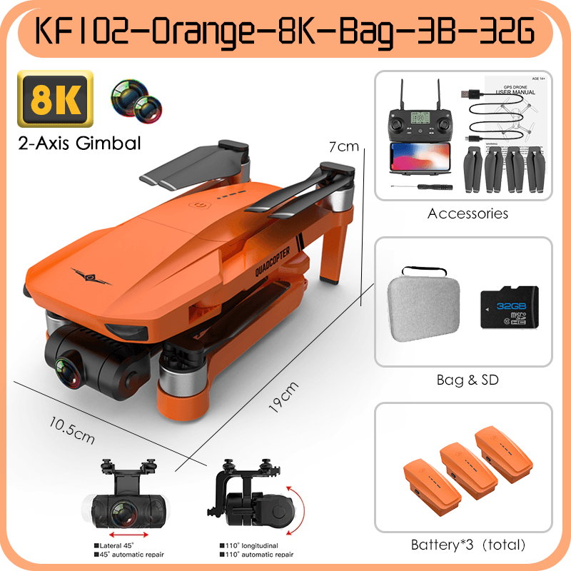 KF102 MAX GPS Drone - 4k Profesional 8K HD Camera 2-Axis Gimbal Anti-Shake Aerial Photography Brushless Foldable Quadcopter 1.2KM 1200M Professional Camera Drone 17 KF102 MAX GPS Drone - 4k Profesional 8K HD Camera 2-Axis Gimbal Anti-Shake Aerial Photography Brushless Foldable Quadcopter 1.2KM 1200M Professional Camera Drone - صورة KF102 MAX GPS Drone - 4k Profesional 8K HD Camera 2-Axis Gimbal Anti-Shake Aerial Photography Brushless Foldable Quadcopter 1.2KM 1200M Professional Camera Drone - صورة 17