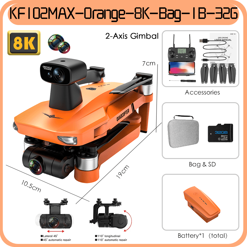 KF102 MAX GPS Drone - 4k Profesional 8K HD Camera 2-Axis Gimbal Anti-Shake Aerial Photography Brushless Foldable Quadcopter 1.2KM 1200M Professional Camera Drone 8 KF102 MAX GPS Drone - 4k Profesional 8K HD Camera 2-Axis Gimbal Anti-Shake Aerial Photography Brushless Foldable Quadcopter 1.2KM 1200M Professional Camera Drone - صورة KF102 MAX GPS Drone - 4k Profesional 8K HD Camera 2-Axis Gimbal Anti-Shake Aerial Photography Brushless Foldable Quadcopter 1.2KM 1200M Professional Camera Drone - صورة 8