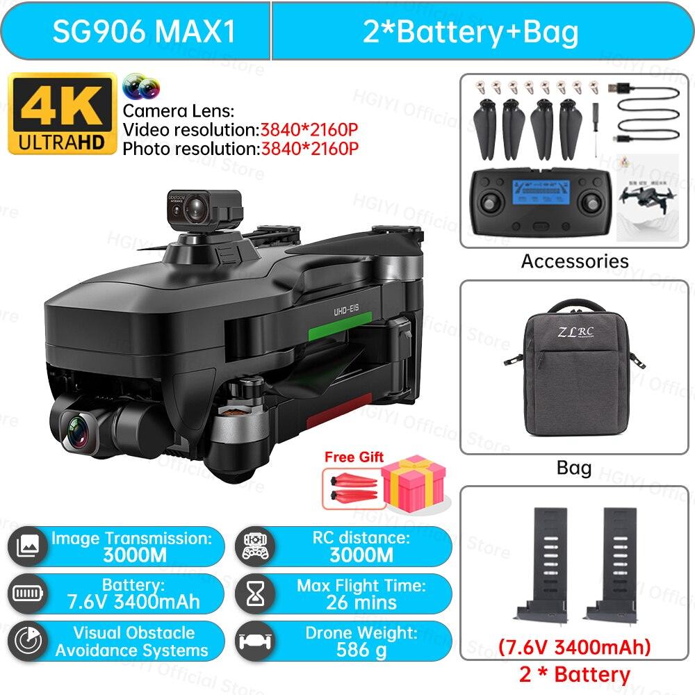 HGIYI SG906 MAX2 Drone - 5000mAH GPS 4K HD Professional Camera with 3-Axis Gimbal 360 Obstacle Avoidance 906 MAX Brushless Quadcopter Professional Camera Drone 27 HGIYI SG906 MAX2 Drone - 5000mAH GPS 4K HD Professional Camera with 3-Axis Gimbal 360 Obstacle Avoidance 906 MAX Brushless Quadcopter Professional Camera Drone - صورة HGIYI SG906 MAX2 Drone - 5000mAH GPS 4K HD Professional Camera with 3-Axis Gimbal 360 Obstacle Avoidance 906 MAX Brushless Quadcopter Professional Camera Drone - صورة 27