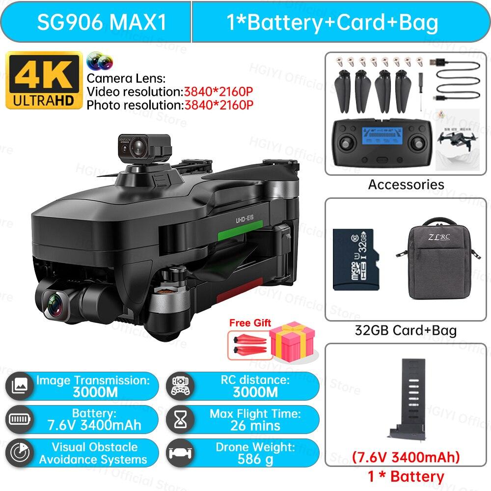HGIYI SG906 MAX2 Drone - 5000mAH GPS 4K HD Professional Camera with 3-Axis Gimbal 360 Obstacle Avoidance 906 MAX Brushless Quadcopter Professional Camera Drone 10 HGIYI SG906 MAX2 Drone - 5000mAH GPS 4K HD Professional Camera with 3-Axis Gimbal 360 Obstacle Avoidance 906 MAX Brushless Quadcopter Professional Camera Drone - صورة HGIYI SG906 MAX2 Drone - 5000mAH GPS 4K HD Professional Camera with 3-Axis Gimbal 360 Obstacle Avoidance 906 MAX Brushless Quadcopter Professional Camera Drone - صورة 10