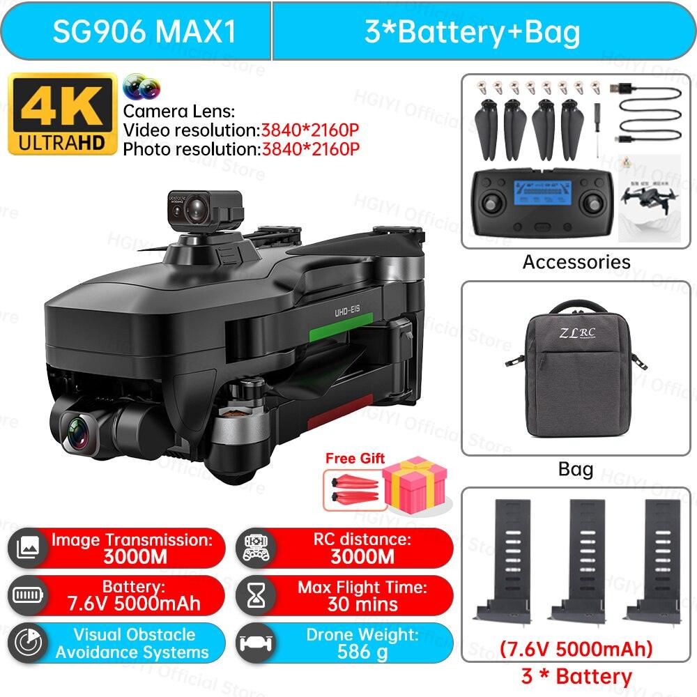 HGIYI SG906 MAX2 Drone - 5000mAH GPS 4K HD Professional Camera with 3-Axis Gimbal 360 Obstacle Avoidance 906 MAX Brushless Quadcopter Professional Camera Drone 4 HGIYI SG906 MAX2 Drone - 5000mAH GPS 4K HD Professional Camera with 3-Axis Gimbal 360 Obstacle Avoidance 906 MAX Brushless Quadcopter Professional Camera Drone - صورة HGIYI SG906 MAX2 Drone - 5000mAH GPS 4K HD Professional Camera with 3-Axis Gimbal 360 Obstacle Avoidance 906 MAX Brushless Quadcopter Professional Camera Drone - صورة 4