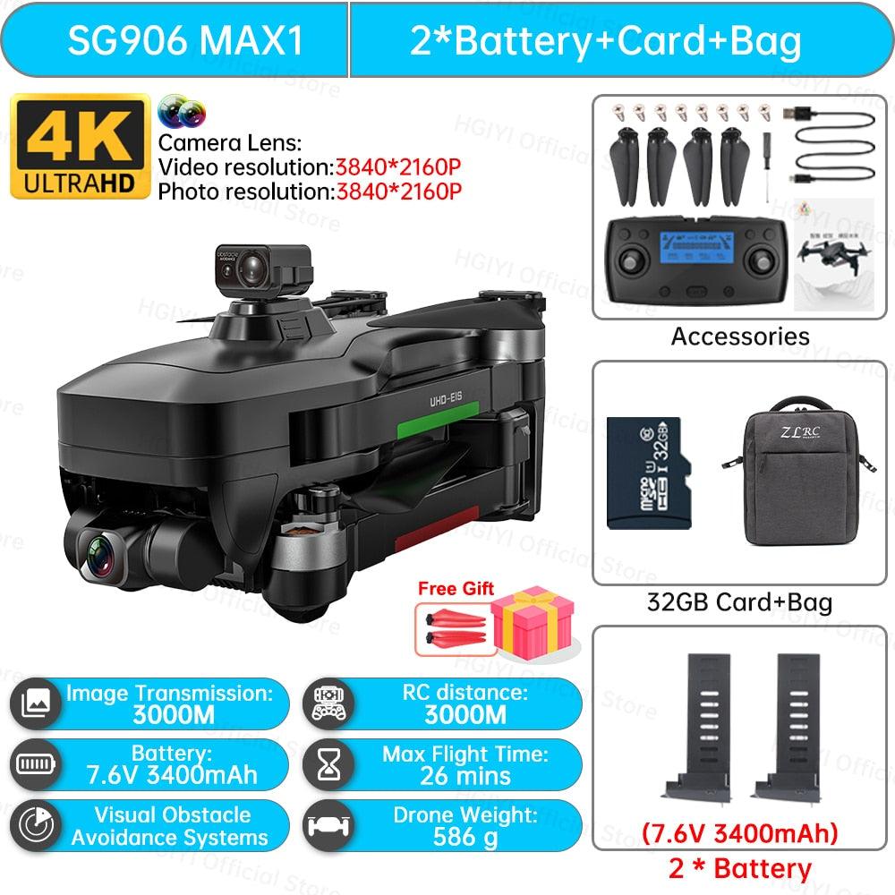 HGIYI SG906 MAX2 Drone - 5000mAH GPS 4K HD Professional Camera with 3-Axis Gimbal 360 Obstacle Avoidance 906 MAX Brushless Quadcopter Professional Camera Drone 3 HGIYI SG906 MAX2 Drone - 5000mAH GPS 4K HD Professional Camera with 3-Axis Gimbal 360 Obstacle Avoidance 906 MAX Brushless Quadcopter Professional Camera Drone - صورة HGIYI SG906 MAX2 Drone - 5000mAH GPS 4K HD Professional Camera with 3-Axis Gimbal 360 Obstacle Avoidance 906 MAX Brushless Quadcopter Professional Camera Drone - صورة 3