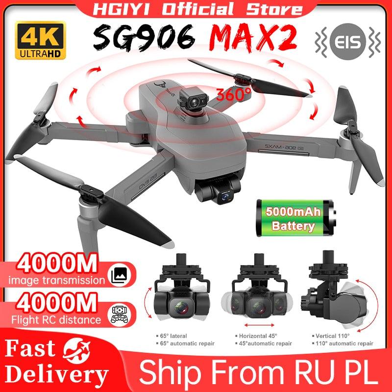 HGIYI SG906 MAX2 Drone - 5000mAH GPS 4K HD Professional Camera with 3-Axis Gimbal 360 Obstacle Avoidance 906 MAX Brushless Quadcopter Professional Camera Drone 2 HGIYI SG906 MAX2 Drone - 5000mAH GPS 4K HD Professional Camera with 3-Axis Gimbal 360 Obstacle Avoidance 906 MAX Brushless Quadcopter Professional Camera Drone - صورة HGIYI SG906 MAX2 Drone - 5000mAH GPS 4K HD Professional Camera with 3-Axis Gimbal 360 Obstacle Avoidance 906 MAX Brushless Quadcopter Professional Camera Drone - صورة 2