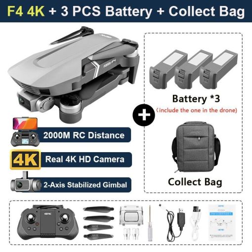 طائرة بدون طيار F4 Drone - 4K HD احترافية ثنائية المحور ذات محورين بدون فرشاة بدون طيار بدون طيار بنظام تحديد المواقع GPS 5G WIFI 2KM مسافة طيران FPV FPV كوادكوبتر قابلة للطي VS SG907 MAX طائرة بدون طيار احترافية ذات كاميرا 3 F4 Drone - 4K HD Professional 2-Axis Gimbal Brushless RC Dron GPS 5G WIFI 2KM Flight Distance FPV Foldable Quadcopter VS SG907 MAX Professional Camera Drone - صورة F4 Drone - 4K HD Professional 2-Axis Gimbal Brushless RC Dron GPS 5G WIFI 2KM Flight Distance FPV Foldable Quadcopter VS SG907 MAX Professional Camera Drone - صورة 3