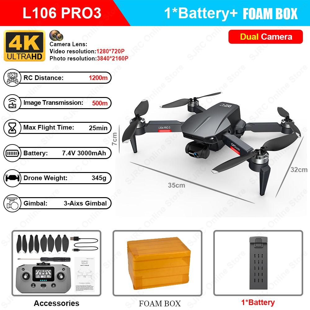 L106 Drone - 3 Axis Gimbal Camera Professional 8K HD GPS 5G FPV 3Kilometers 25 Minutes Brushless RC Quadcopter Toys Professional Camera Drone 12 L106 Drone - 3 Axis Gimbal Camera Professional 8K HD GPS 5G FPV 3Kilometers 25 Minutes Brushless RC Quadcopter Toys Professional Camera Drone — изображение 12