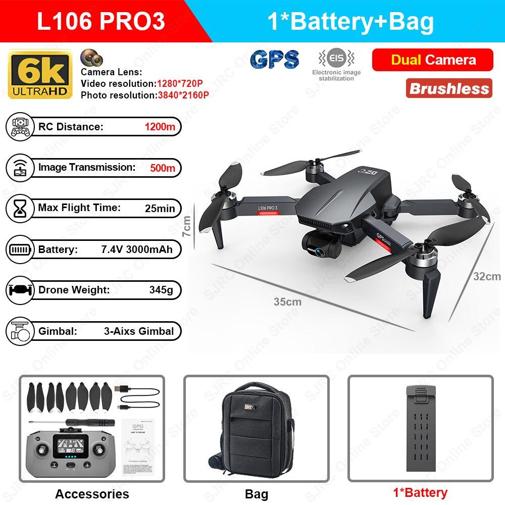 L106 Drone - 3 Axis Gimbal Camera Professional 8K HD GPS 5G FPV 3Kilometers 25 Minutes Brushless RC Quadcopter Toys Professional Camera Drone 10 L106 Drone - 3 Axis Gimbal Camera Professional 8K HD GPS 5G FPV 3Kilometers 25 Minutes Brushless RC Quadcopter Toys Professional Camera Drone — изображение 10