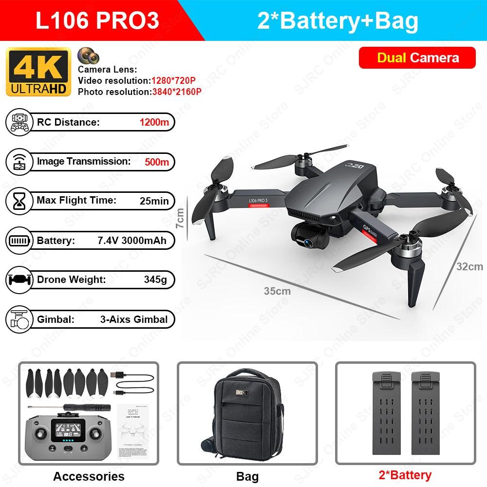L106 Drone - 3 Axis Gimbal Camera Professional 8K HD GPS 5G FPV 3Kilometers 25 Minutes Brushless RC Quadcopter Toys Professional Camera Drone 5 L106 Drone - 3 Axis Gimbal Camera Professional 8K HD GPS 5G FPV 3Kilometers 25 Minutes Brushless RC Quadcopter Toys Professional Camera Drone — изображение 5