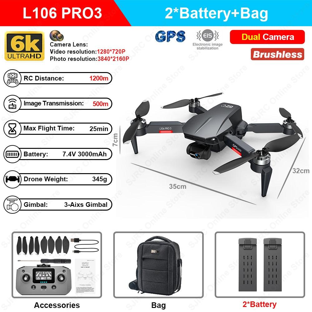 L106 Drone - 3 Axis Gimbal Camera Professional 8K HD GPS 5G FPV 3Kilometers 25 Minutes Brushless RC Quadcopter Toys Professional Camera Drone 4 L106 Drone - 3 Axis Gimbal Camera Professional 8K HD GPS 5G FPV 3Kilometers 25 Minutes Brushless RC Quadcopter Toys Professional Camera Drone — изображение 4