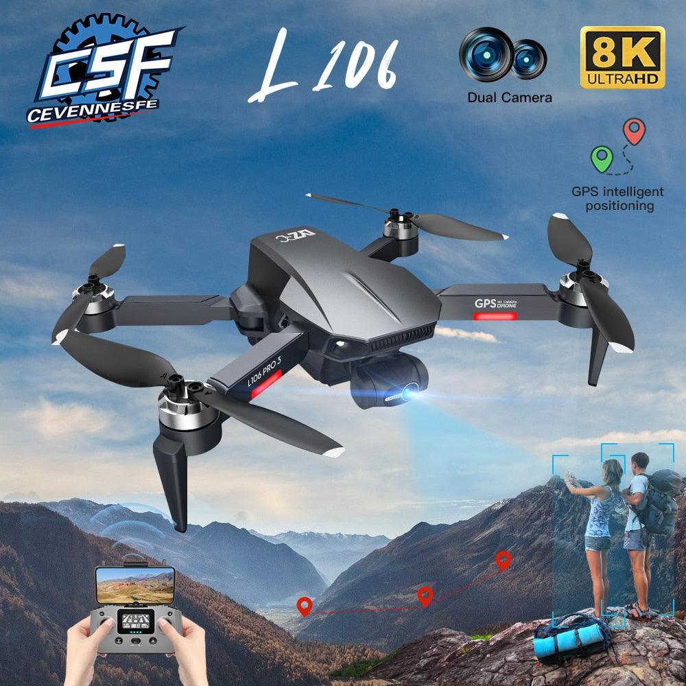 L106 Drone - 3 Axis Gimbal Camera Professional 8K HD GPS 5G FPV 3Kilometers 25 Minutes Brushless RC Quadcopter Toys Professional Camera Drone 2 L106 Drone - 3 Axis Gimbal Camera Professional 8K HD GPS 5G FPV 3Kilometers 25 Minutes Brushless RC Quadcopter Toys Professional Camera Drone — изображение 2