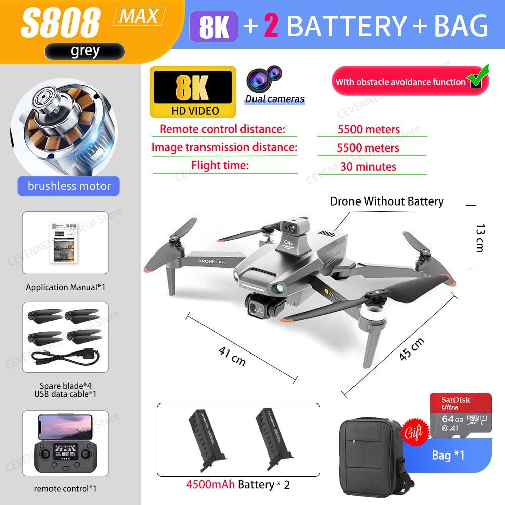 S808 GPS Drone - 2023 NEW GPS Drone 8K HD Professional Dual HD Camera FPV 5KM Aerial Photography Brushless Motor Foldable Quadcopter Toys Professional Camera Drone 7 S808 GPS Drone - 2023 NEW GPS Drone 8K HD Professional Dual HD Camera FPV 5KM Aerial Photography Brushless Motor Foldable Quadcopter Toys Professional Camera Drone - صورة S808 GPS Drone - 2023 NEW GPS Drone 8K HD Professional Dual HD Camera FPV 5KM Aerial Photography Brushless Motor Foldable Quadcopter Toys Professional Camera Drone - صورة 7