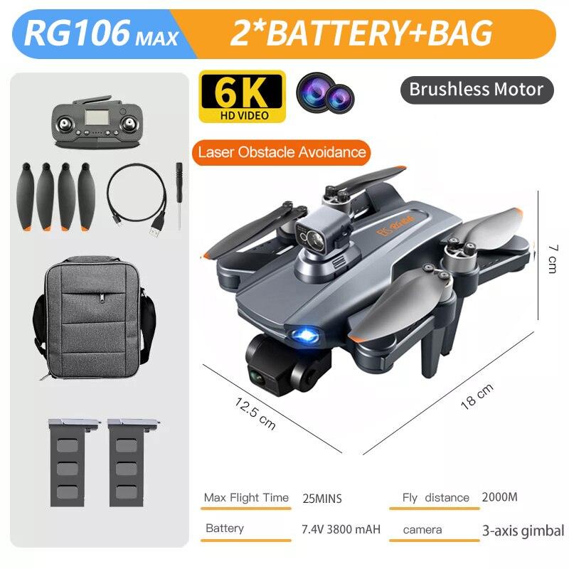 RG106 MAX Drone - Professional GPS 6K HD Dual HD Camera with 3-Axis Gimbal FPV Obstacle Avoidance Brushless Foldable Quadcopter Toys Professional Camera Drone 25 RG106 MAX Drone - Professional GPS 6K HD Dual HD Camera with 3-Axis Gimbal FPV Obstacle Avoidance Brushless Foldable Quadcopter Toys Professional Camera Drone - Image 25