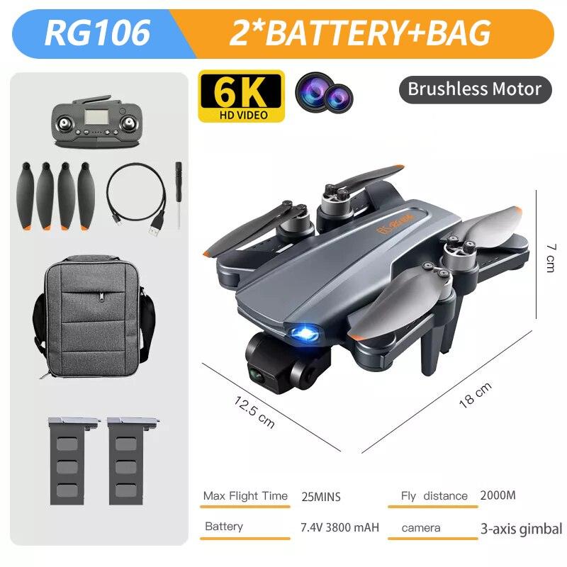 RG106 MAX Drone - Professional GPS 6K HD Dual HD Camera with 3-Axis Gimbal FPV Obstacle Avoidance Brushless Foldable Quadcopter Toys Professional Camera Drone 24 RG106 MAX Drone - Professional GPS 6K HD Dual HD Camera with 3-Axis Gimbal FPV Obstacle Avoidance Brushless Foldable Quadcopter Toys Professional Camera Drone - Image 24