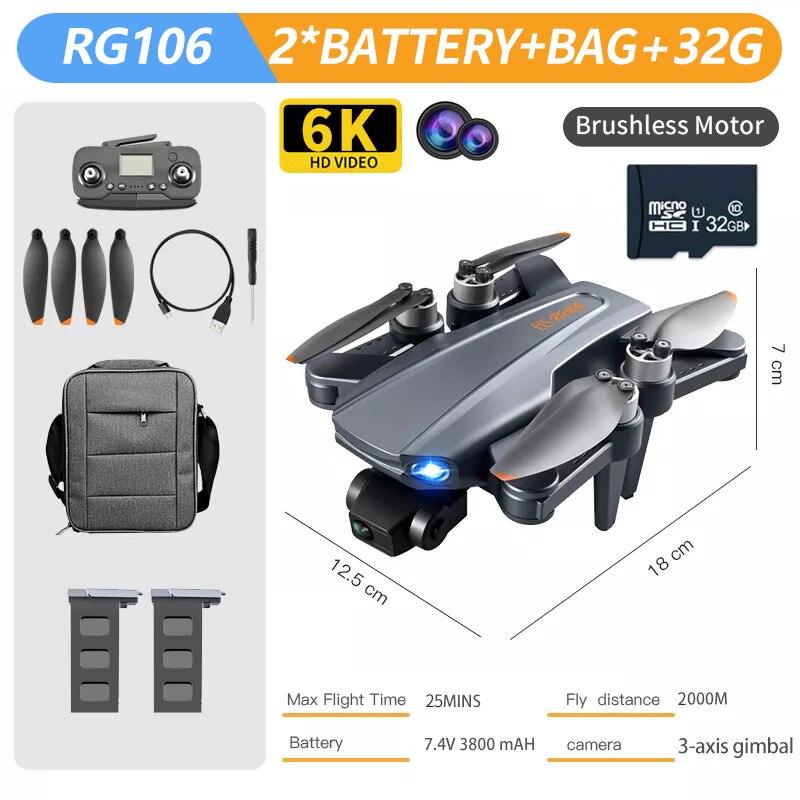 RG106 MAX Drone - Professional GPS 6K HD Dual HD Camera with 3-Axis Gimbal FPV Obstacle Avoidance Brushless Foldable Quadcopter Toys Professional Camera Drone 21 RG106 MAX Drone - Professional GPS 6K HD Dual HD Camera with 3-Axis Gimbal FPV Obstacle Avoidance Brushless Foldable Quadcopter Toys Professional Camera Drone - Image 21