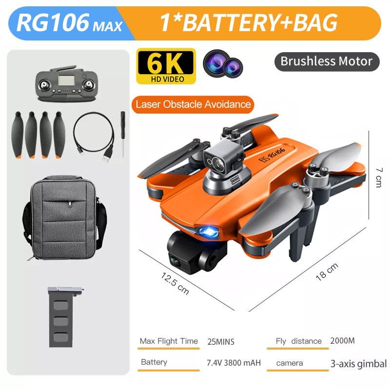 RG106 MAX Drone - Professional GPS 6K HD Dual HD Camera with 3-Axis Gimbal FPV Obstacle Avoidance Brushless Foldable Quadcopter Toys Professional Camera Drone 18 RG106 MAX Drone - Professional GPS 6K HD Dual HD Camera with 3-Axis Gimbal FPV Obstacle Avoidance Brushless Foldable Quadcopter Toys Professional Camera Drone - Image 18