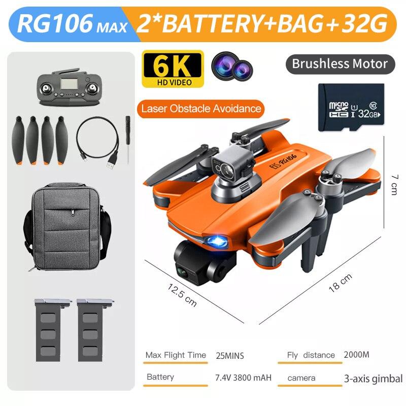 RG106 MAX Drone - Professional GPS 6K HD Dual HD Camera with 3-Axis Gimbal FPV Obstacle Avoidance Brushless Foldable Quadcopter Toys Professional Camera Drone 17 RG106 MAX Drone - Professional GPS 6K HD Dual HD Camera with 3-Axis Gimbal FPV Obstacle Avoidance Brushless Foldable Quadcopter Toys Professional Camera Drone - Image 17