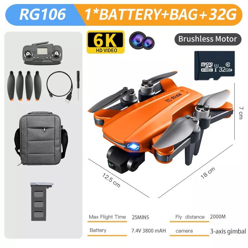 RG106 MAX Drone - Professional GPS 6K HD Dual HD Camera with 3-Axis Gimbal FPV Obstacle Avoidance Brushless Foldable Quadcopter Toys Professional Camera Drone 15 RG106 MAX Drone - Professional GPS 6K HD Dual HD Camera with 3-Axis Gimbal FPV Obstacle Avoidance Brushless Foldable Quadcopter Toys Professional Camera Drone - Image 15