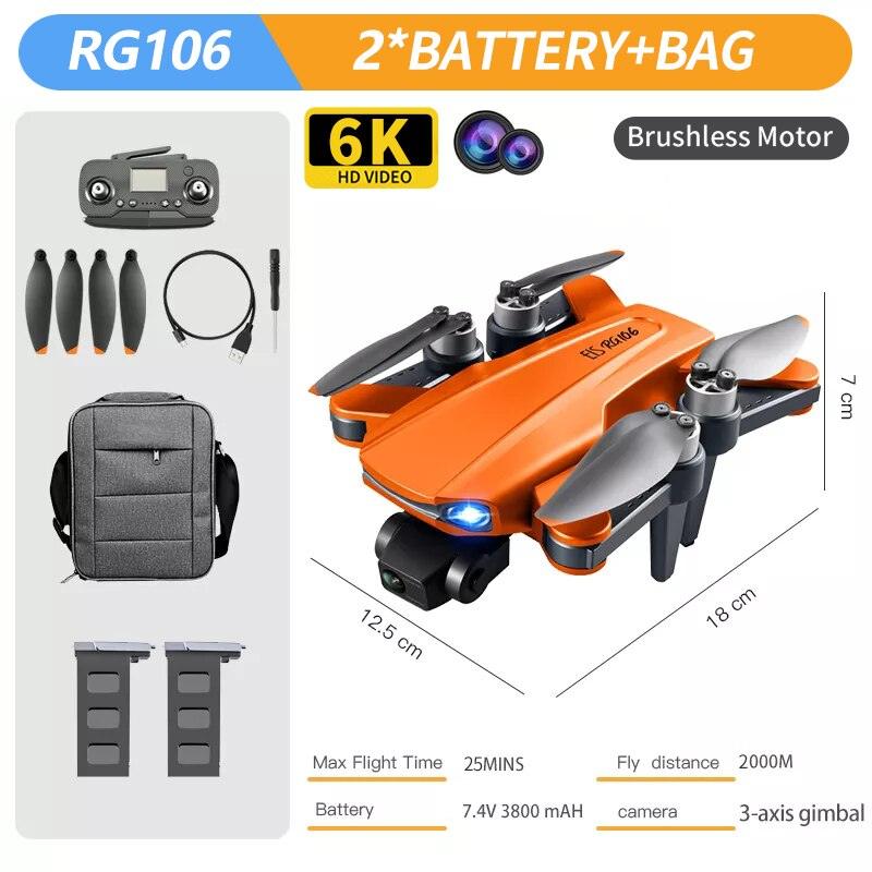 RG106 MAX Drone - Professional GPS 6K HD Dual HD Camera with 3-Axis Gimbal FPV Obstacle Avoidance Brushless Foldable Quadcopter Toys Professional Camera Drone 10 RG106 MAX Drone - Professional GPS 6K HD Dual HD Camera with 3-Axis Gimbal FPV Obstacle Avoidance Brushless Foldable Quadcopter Toys Professional Camera Drone - Image 10