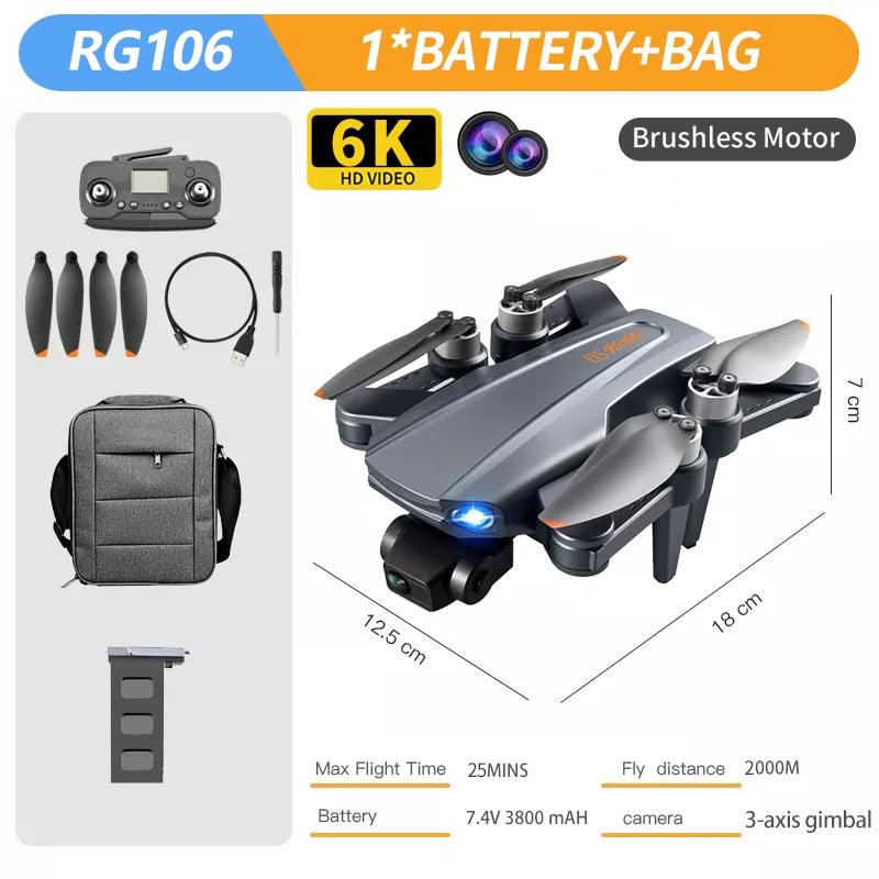 RG106 MAX Drone - Professional GPS 6K HD Dual HD Camera with 3-Axis Gimbal FPV Obstacle Avoidance Brushless Foldable Quadcopter Toys Professional Camera Drone 5 RG106 MAX Drone - Professional GPS 6K HD Dual HD Camera with 3-Axis Gimbal FPV Obstacle Avoidance Brushless Foldable Quadcopter Toys Professional Camera Drone - Image 5
