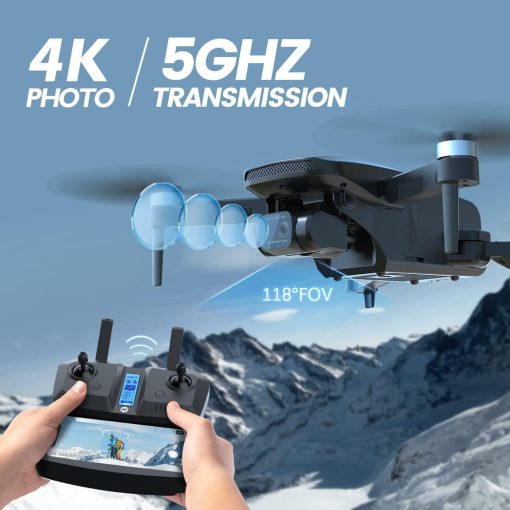 Holy Stone HS360 GPS Drone - for Adults with Rock Steady Camera 4K HD Photo 2-axis Gimbal, FPV Quadcopter for Beginners,Brushless Motor,46Mins Flight Time,Long Range,5GHz Wifi,Follow Me,Auto Return Home Professional Camera Drone - Image 7