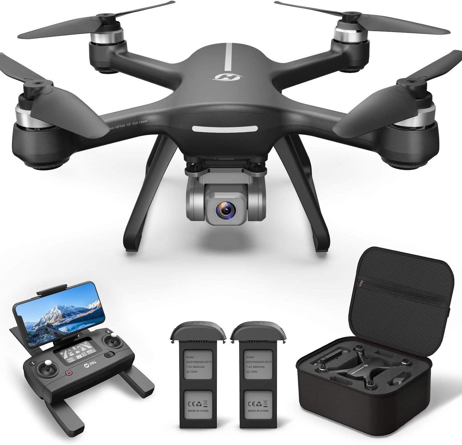 Holy Stone HS700E Drone with 4K HD UHD EIS Anti Shake 130°FOV Camera for Adults, GPS Quadcopter with 5GHz FPV Transmission, Brushless Motor, Easy Auto Return Home, Follow Me and Outdoor Carrying Case Professional Camera Drone