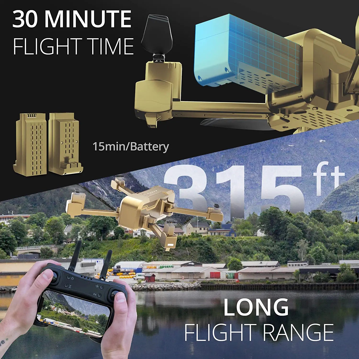 EXO Scout Drone - with Camera for Adults or Kids. Drone Kit with 2 Batteries, Free Carry Case. HD 1080p Video, 3 Speeds, Auto Take-Off/Land, Intelligent AI Modes Professional Camera Drone 6 EXO Scout Drone - with Camera for Adults or Kids. Drone Kit with 2 Batteries, Free Carry Case. HD 1080p Video, 3 Speeds, Auto Take-Off/Land, Intelligent AI Modes Professional Camera Drone - Image 6