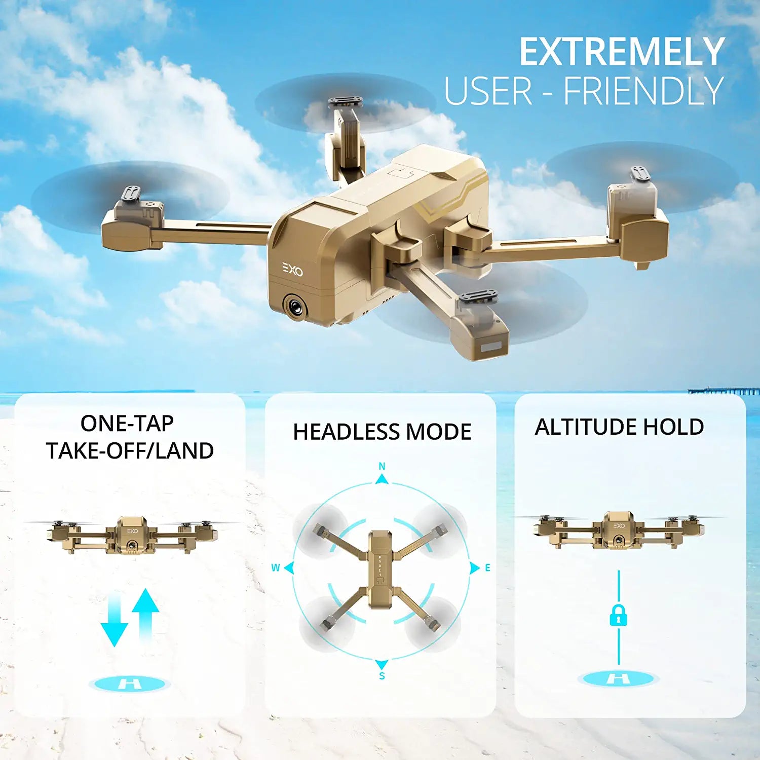 EXO Scout Drone - with Camera for Adults or Kids. Drone Kit with 2 Batteries, Free Carry Case. HD 1080p Video, 3 Speeds, Auto Take-Off/Land, Intelligent AI Modes Professional Camera Drone 3 EXO Scout Drone - with Camera for Adults or Kids. Drone Kit with 2 Batteries, Free Carry Case. HD 1080p Video, 3 Speeds, Auto Take-Off/Land, Intelligent AI Modes Professional Camera Drone - Image 3