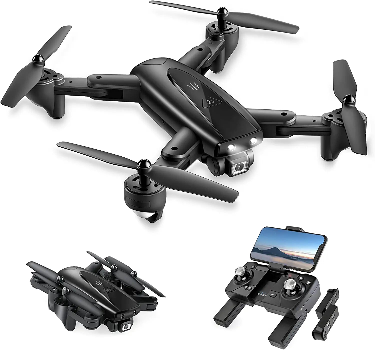 UranHub GPS Drone with Camera for Adults 2K UHD FPV Live Video, Foldable RC Quadcopter with 2 Batteries, Follow Me, Auto Return, Gesture Control, Waypoints and Point of Interest Professional Camera Drone