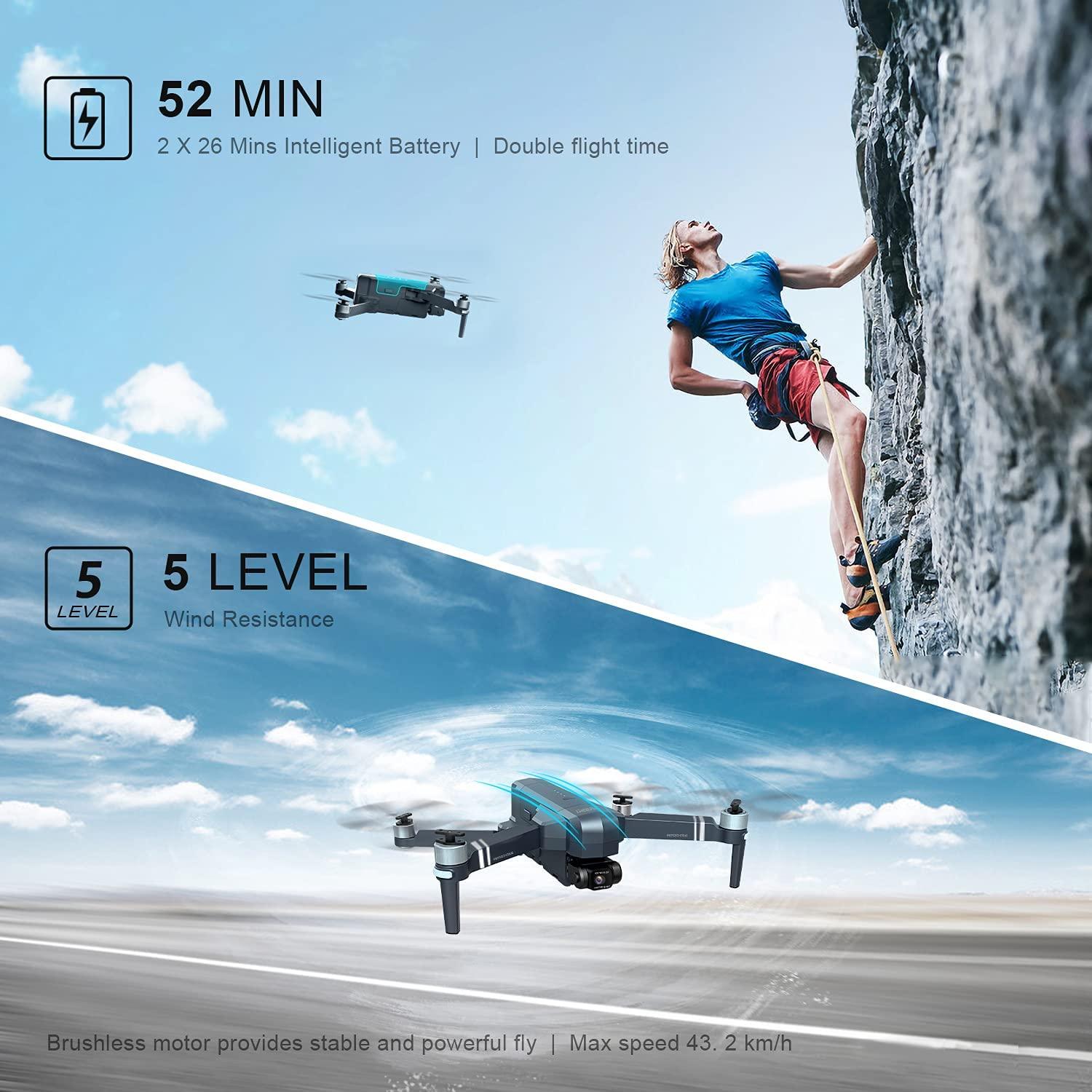 DEERC DE22 GPS Drone - with 4K HD Camera 2-axis Gimbal, EIS Anti-Shake, 5G FPV Live Video Brushless Motor, Auto Return Home, Selfie, Follow Me, Waypoints, Circle Fly 52Min Flight with Carrycase Professional Camera Drone 5 DEERC DE22 GPS Drone - with 4K HD Camera 2-axis Gimbal, EIS Anti-Shake, 5G FPV Live Video Brushless Motor, Auto Return Home, Selfie, Follow Me, Waypoints, Circle Fly 52Min Flight with Carrycase Professional Camera Drone — изображение 5