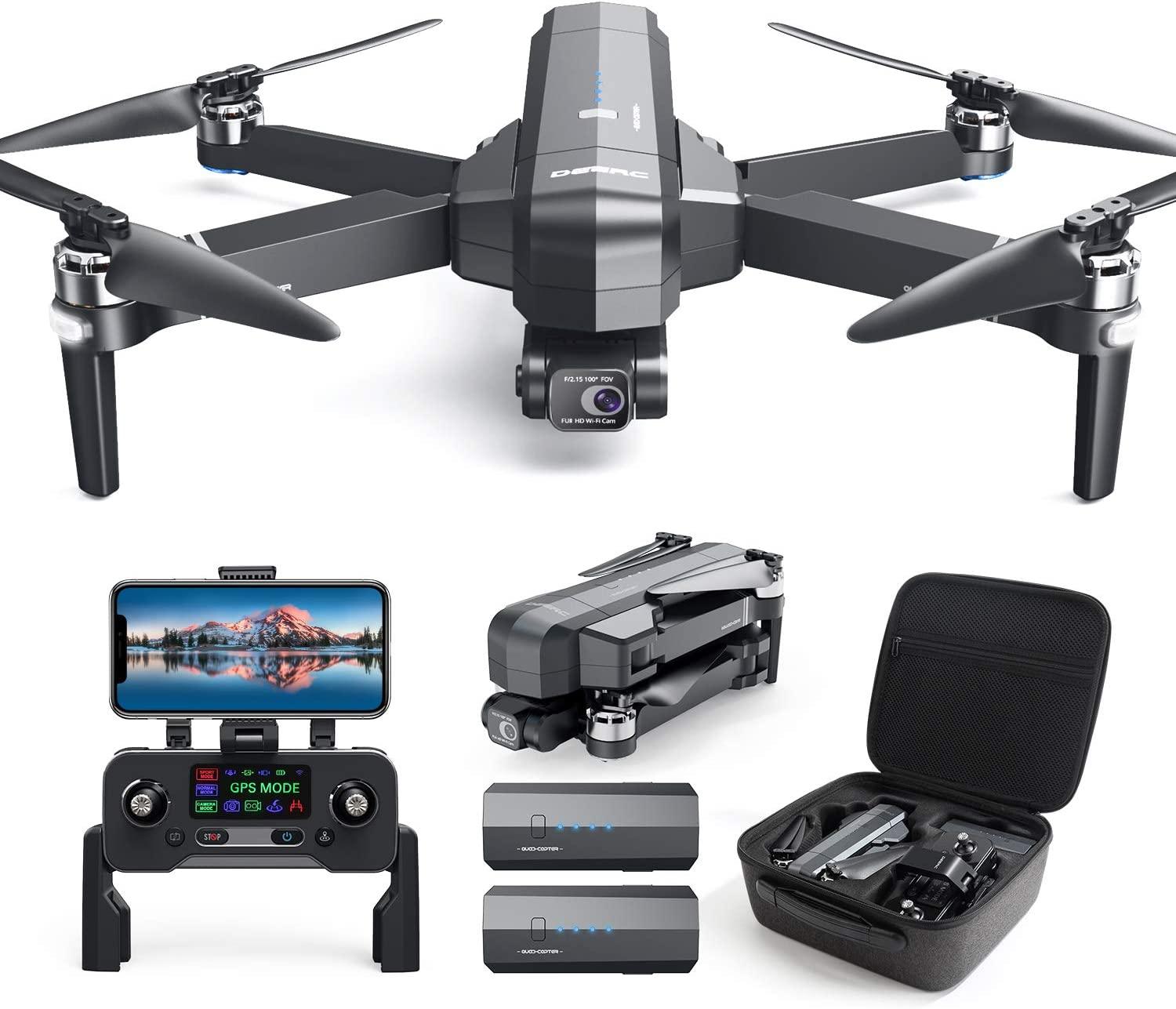DEERC DE22 GPS Drone - with 4K HD Camera 2-axis Gimbal, EIS Anti-Shake, 5G FPV Live Video Brushless Motor, Auto Return Home, Selfie, Follow Me, Waypoints, Circle Fly 52Min Flight with Carrycase Professional Camera Drone 1 DEERC DE22 GPS Drone - with 4K HD Camera 2-axis Gimbal, EIS Anti-Shake, 5G FPV Live Video Brushless Motor, Auto Return Home, Selfie, Follow Me, Waypoints, Circle Fly 52Min Flight with Carrycase Professional Camera Drone